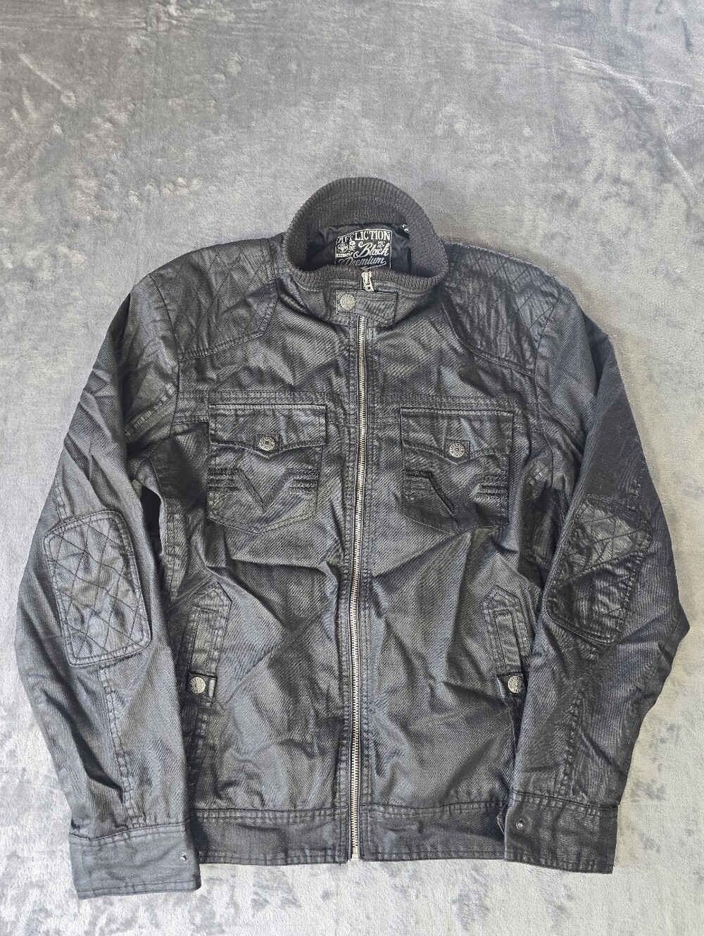 Affliction Black Premium Standard Utility Moto Jacket Size Large Motorcycle